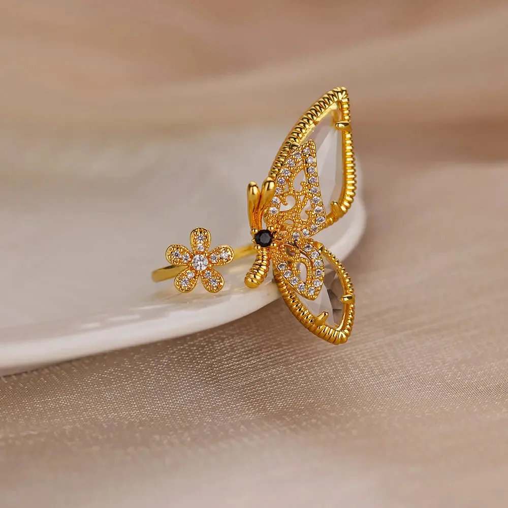 Butterfly Flower Rings