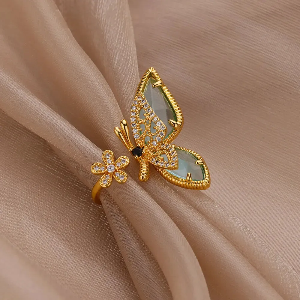 Butterfly Flower Rings