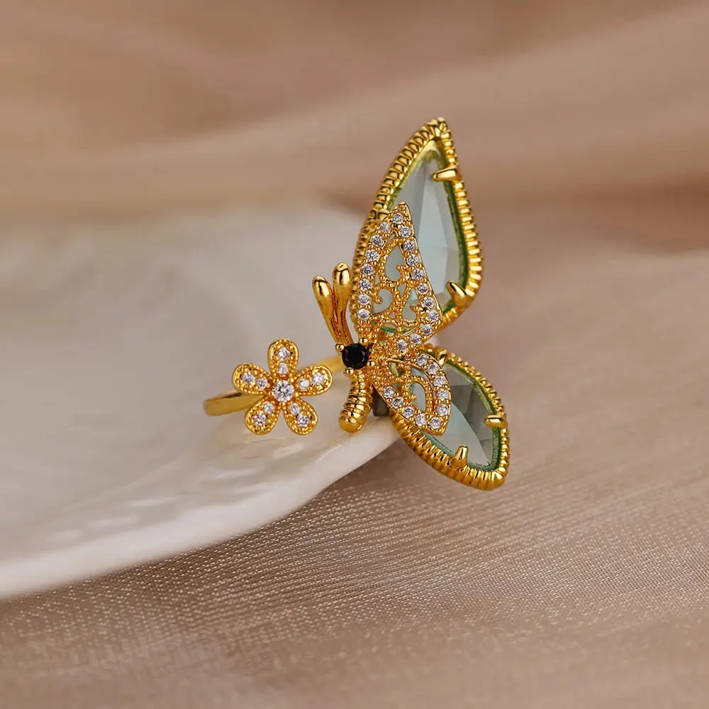 Butterfly Flower Rings