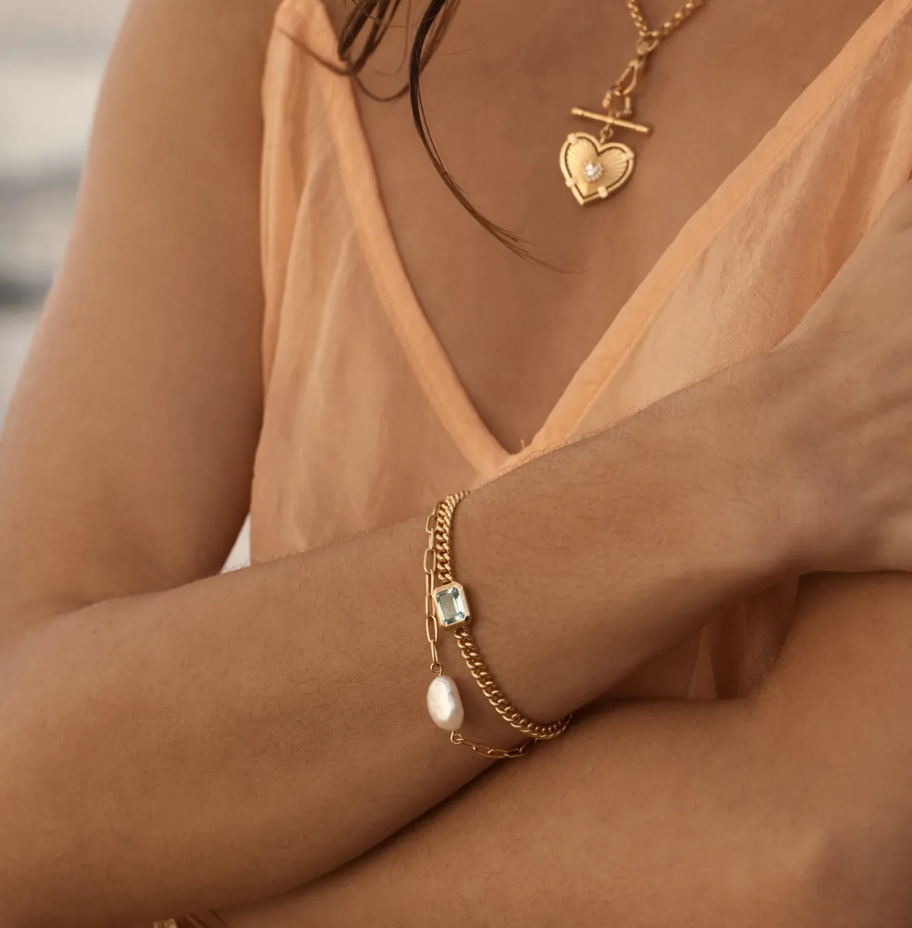 By Charlotte 18k Gold Vermeil Breathe Pearl Bracelet