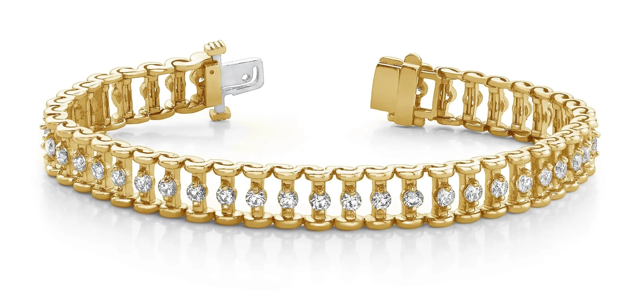 Candlestick Link Diamond Bracelet with 1.04 ct.(finished) 1.75mm