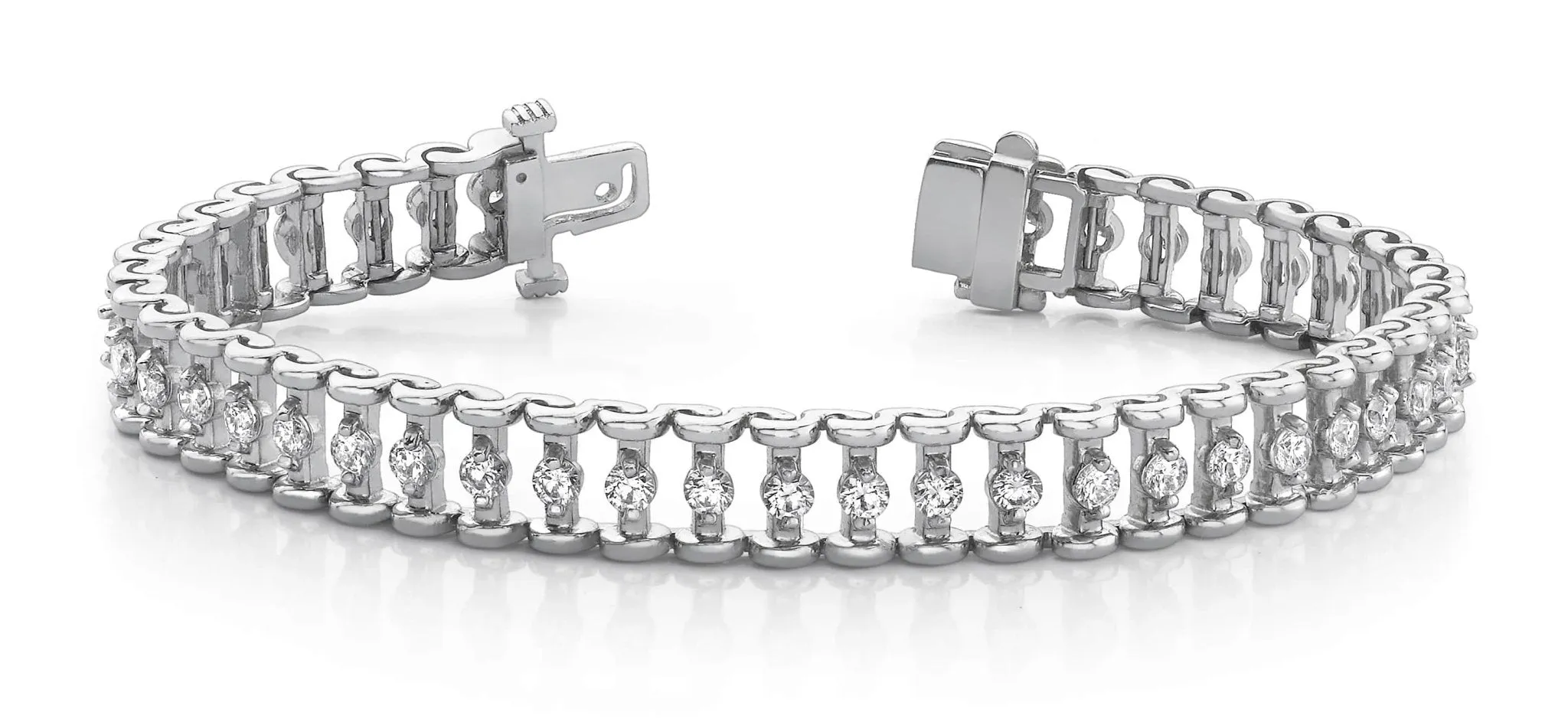 Candlestick Link Diamond Bracelet with 1.04 ct.(finished) 1.75mm