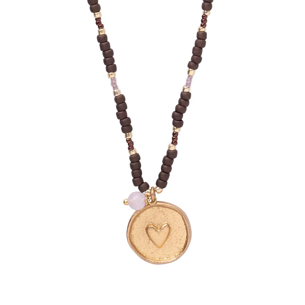 Caring Rose Quartz Gold Colored Necklace