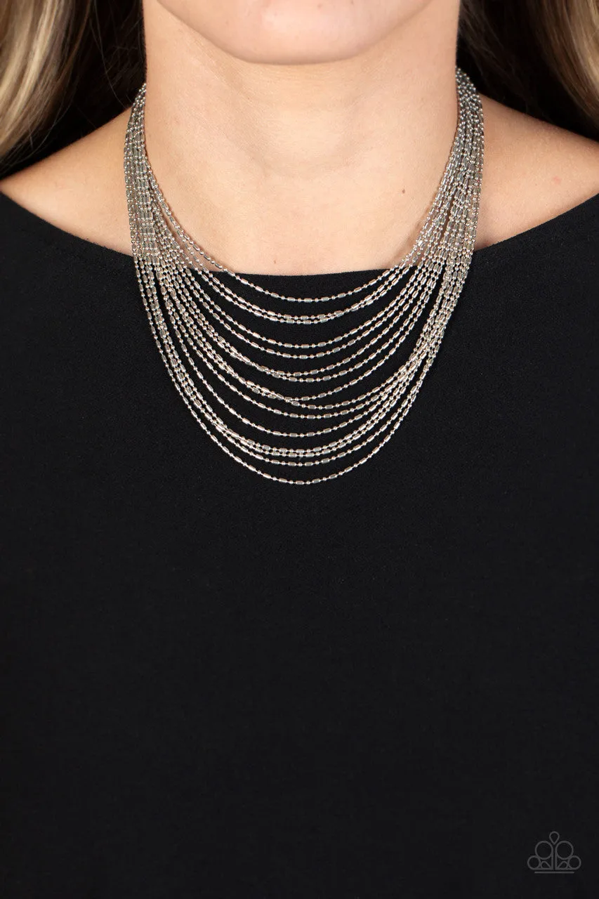 Cascading Chains - Silver - Tiered Chain Paparazzi Short Necklace