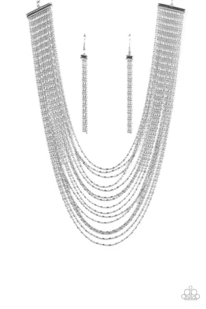 Cascading Chains - Silver - Tiered Chain Paparazzi Short Necklace