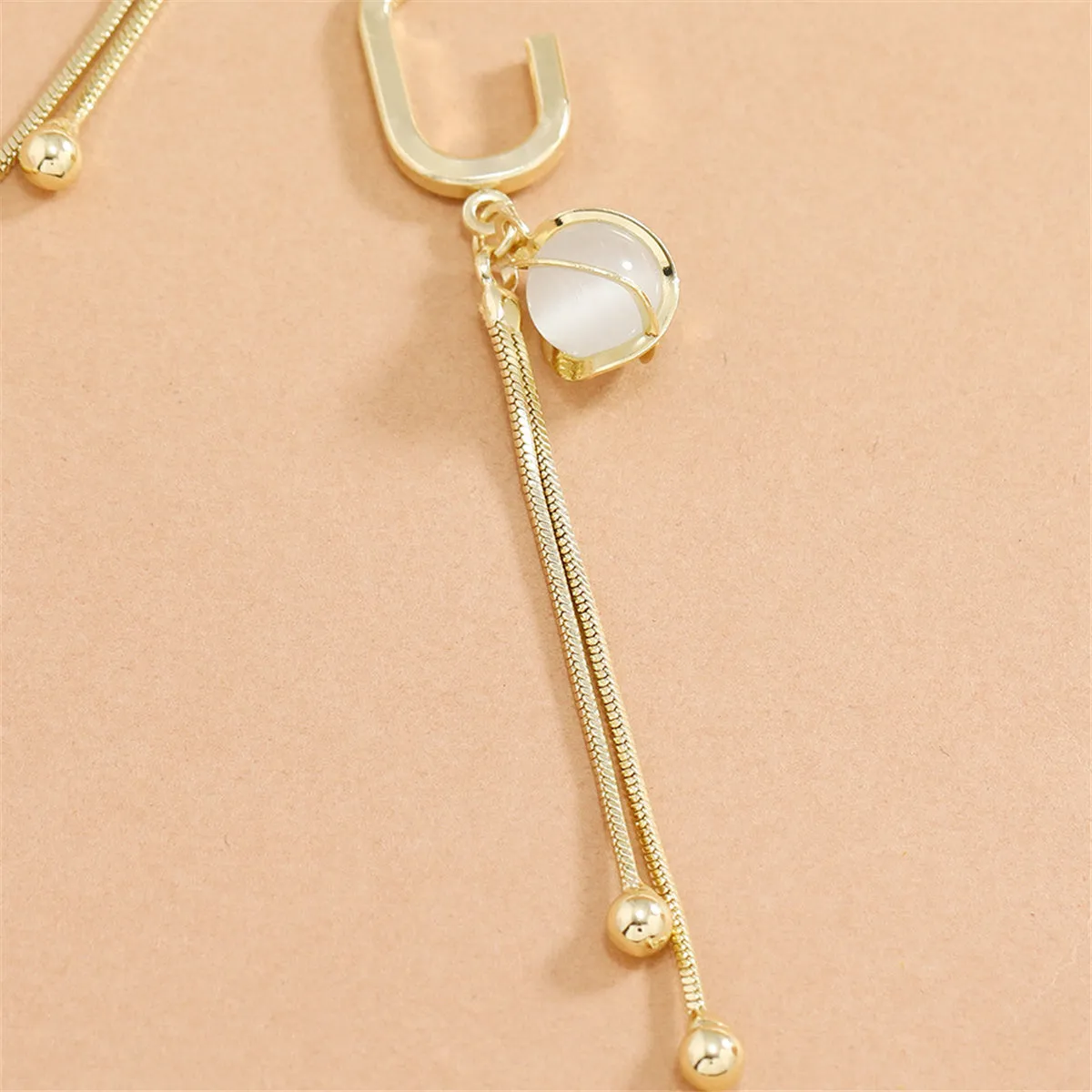 Cats Eye & 18K Gold-Plated Lantern Tassel Drop Earrings