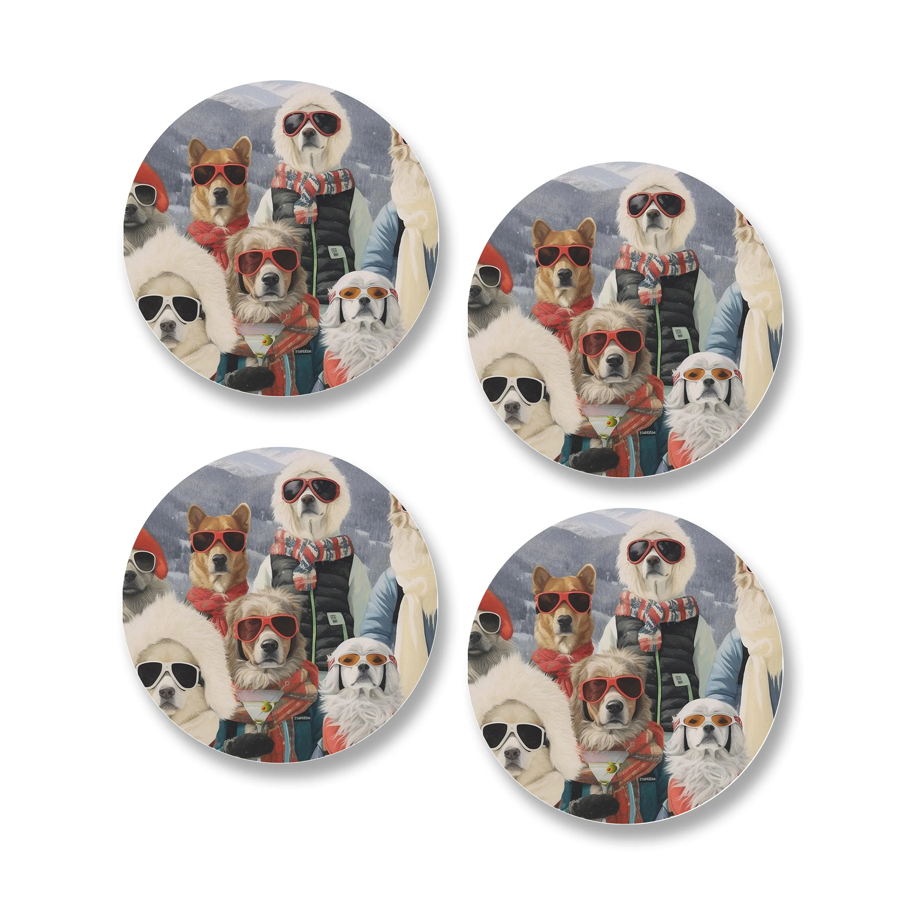 Ceramic Coasters (Set of 4) - Martini Dogs