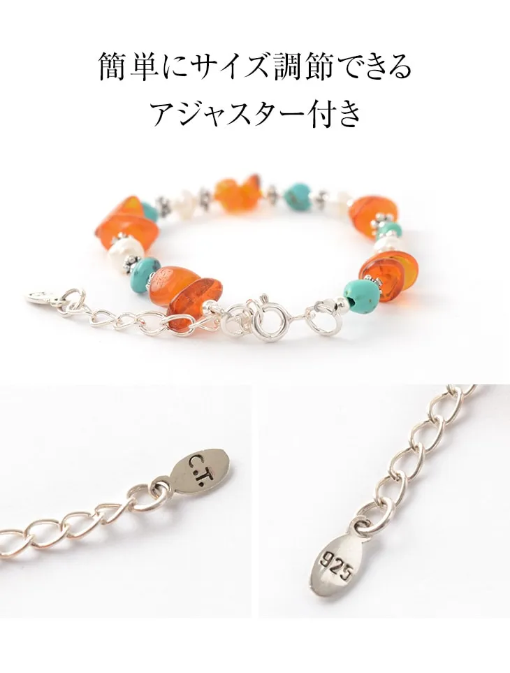 CHALISA T.. / Turquoise Amber Pearl Combi Anklet