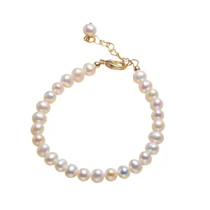 Children's Bracelets:  14k Gold Plated, Freshwater Cultured Pearl Bracelets with Extension 15cm  4cm