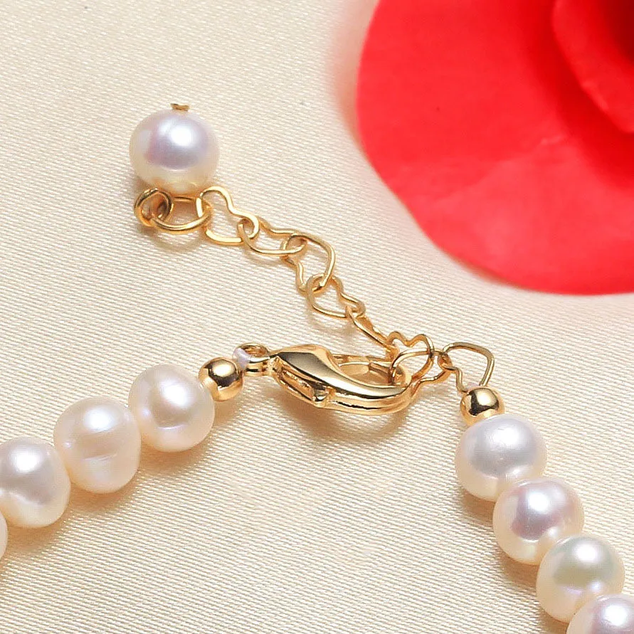Children's Bracelets:  14k Gold Plated, Freshwater Cultured Pearl Bracelets with Extension 15cm  4cm