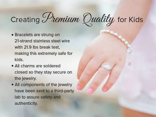 Children's Bracelets:  Sterling Silver, Freshwater Pearls in Pink and White for Girls 6 - 10