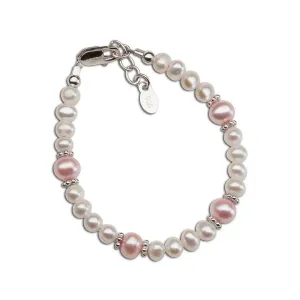 Children's Bracelets:  Sterling Silver, Freshwater Pearls in Pink and White for Girls 6 - 10