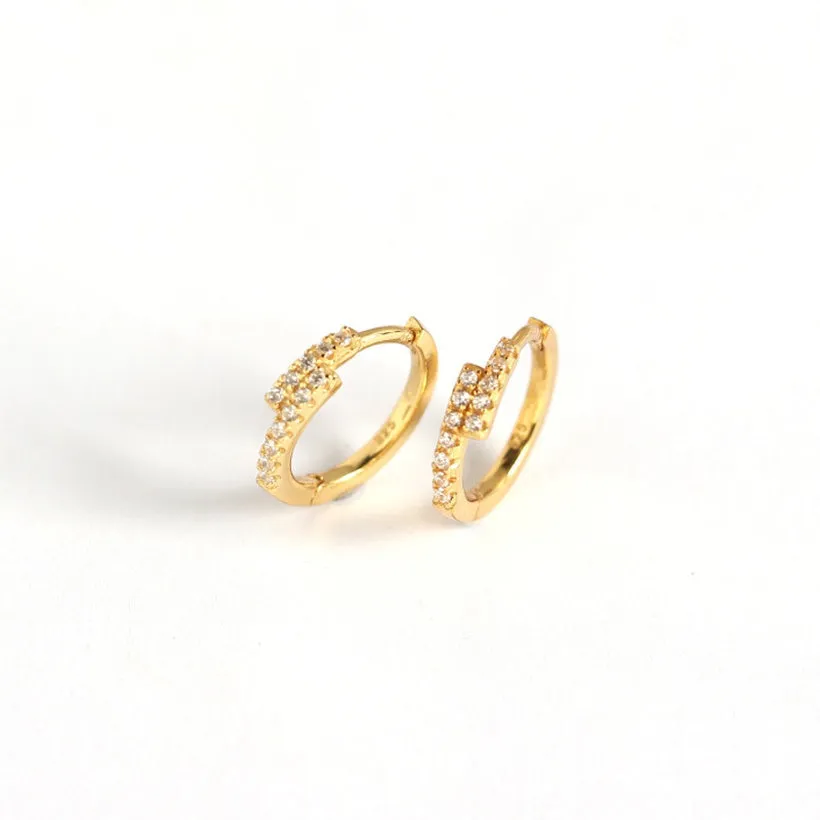 Children's Earrings:  Sterling Silver Cross-Over CZ Huggie Hoops