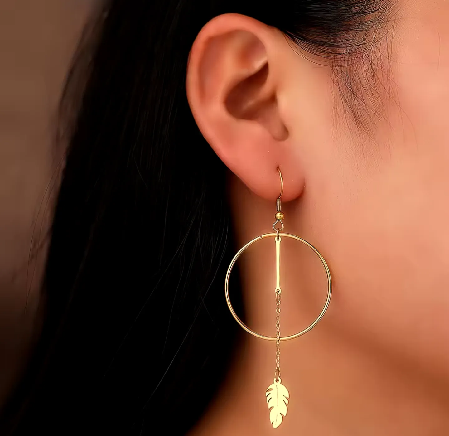 Circle Feather Tassel Earrings