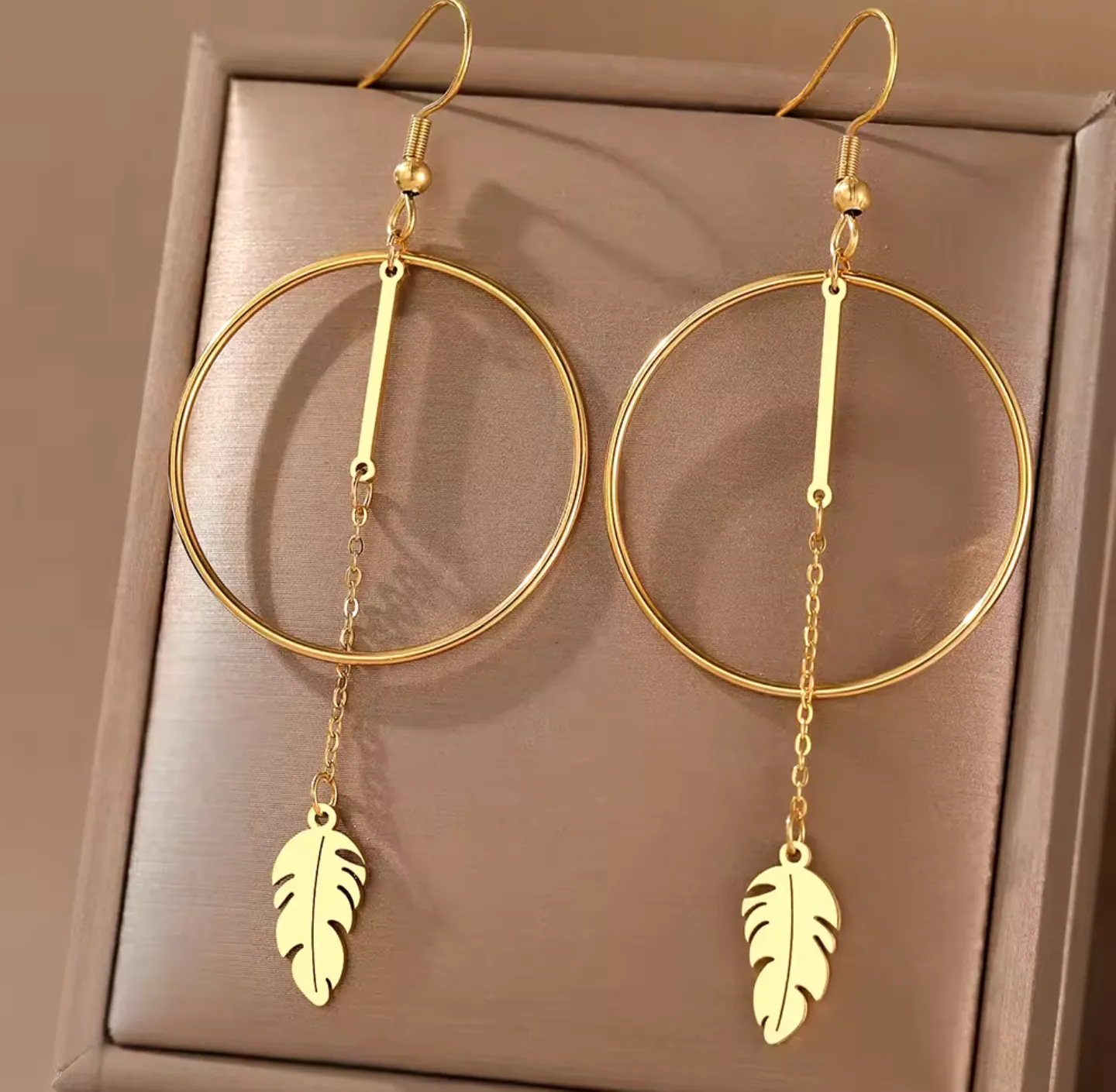 Circle Feather Tassel Earrings