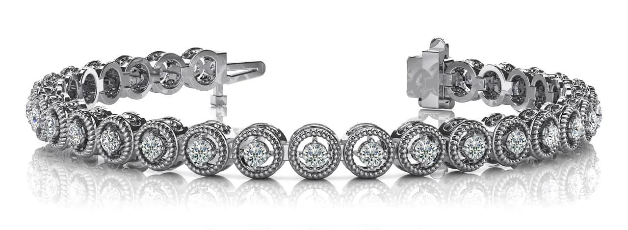 Circle Filigree Diamond Link Diamond Bracelet with 2.33 ct.(finished) 2.7mm