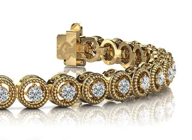 Circle Filigree Diamond Link Diamond Bracelet with 2.33 ct.(finished) 2.7mm
