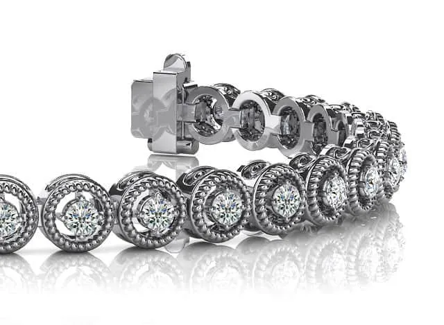Circle Filigree Diamond Link Diamond Bracelet with 2.33 ct.(finished) 2.7mm