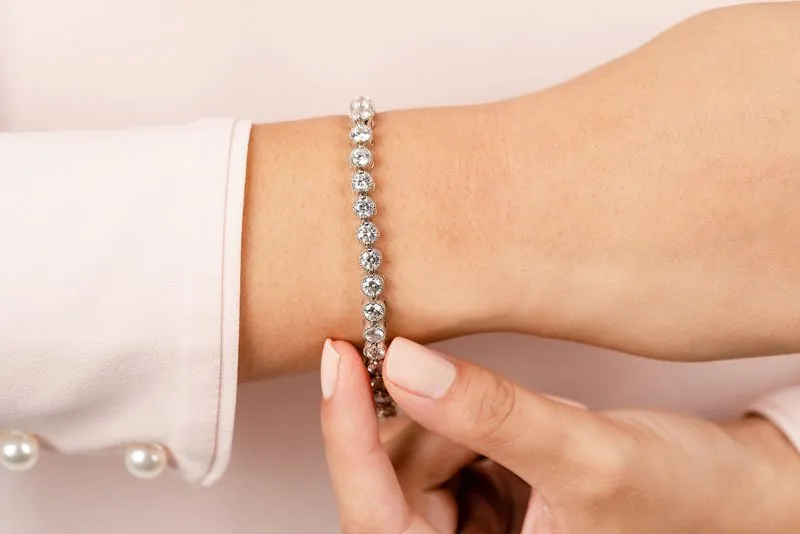 Circle Milgrain Diamond Bracelet with 7.00 ct.(finished) 3.7mm