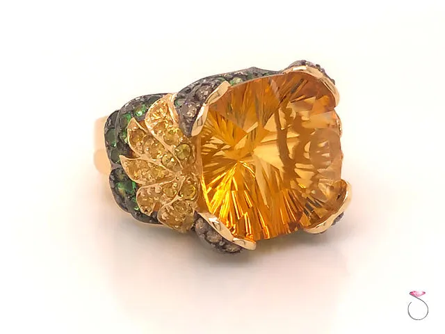 Citrine Gemstone Cocktail Ring in 14k Yellow Gold