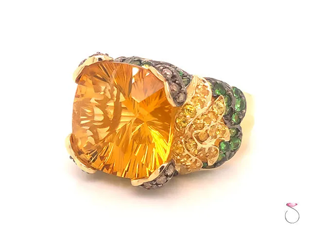 Citrine Gemstone Cocktail Ring in 14k Yellow Gold