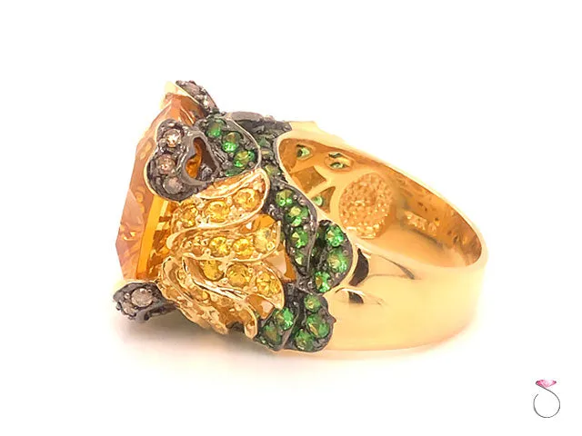 Citrine Gemstone Cocktail Ring in 14k Yellow Gold