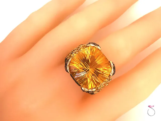 Citrine Gemstone Cocktail Ring in 14k Yellow Gold