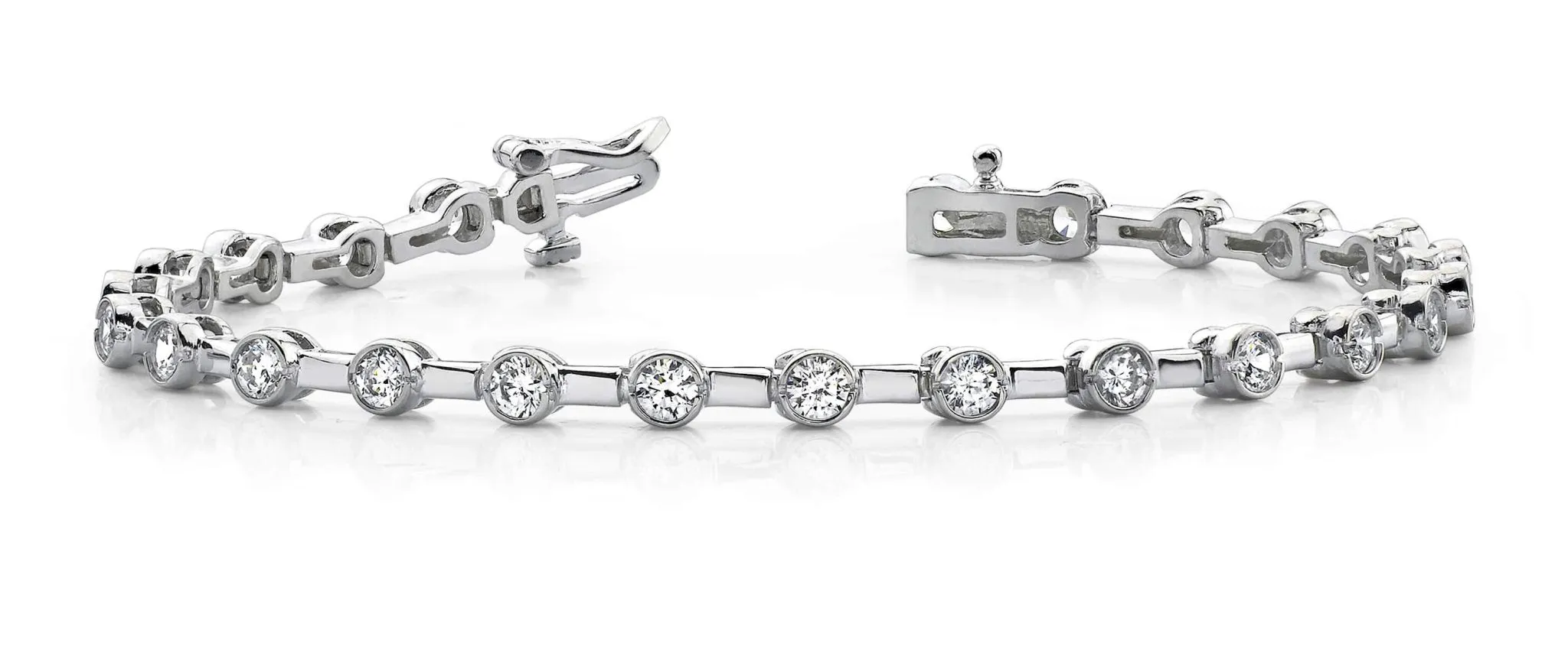 Classic Column Link Bezel Set Diamond Bracelet with 3.96 ct.(finished) 3.7mm