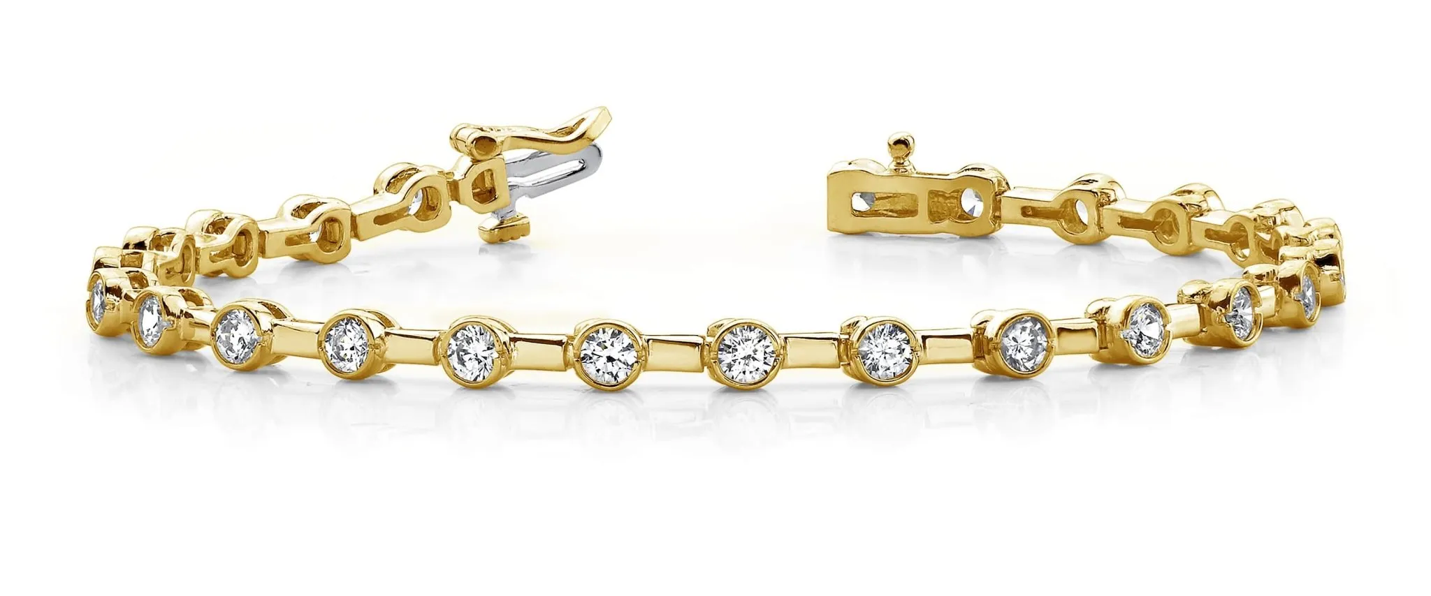 Classic Column Link Bezel Set Diamond Bracelet with 3.96 ct.(finished) 3.7mm