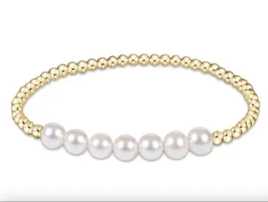 Classic Gold Beaded Bliss 6mm Bead Bracelet Pearl