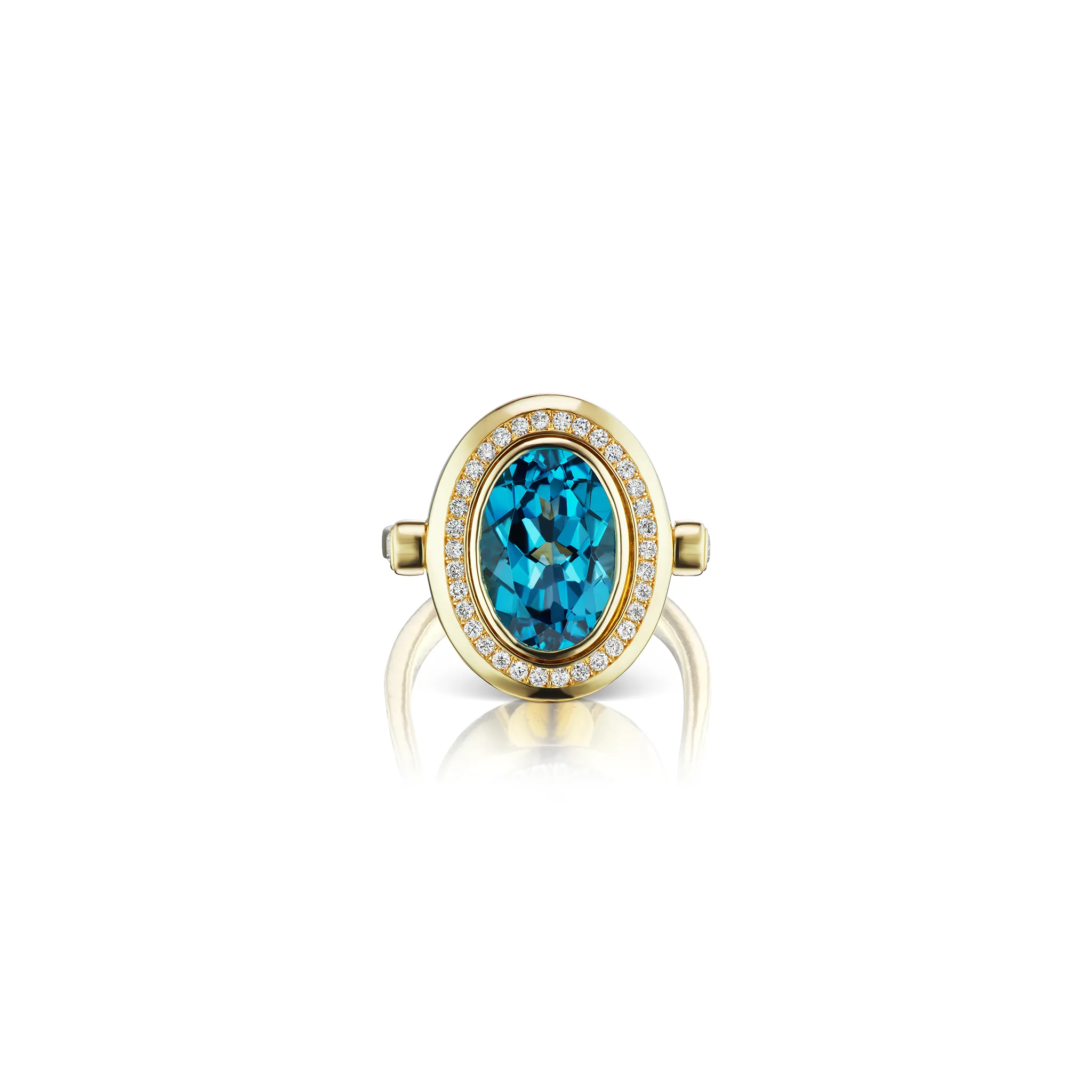 Cocktail Ring in London Blue Topaz with Diamond Halo