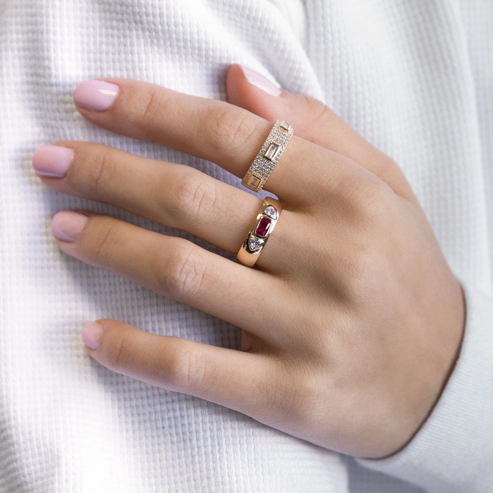 Colored Baguette Stone Ring