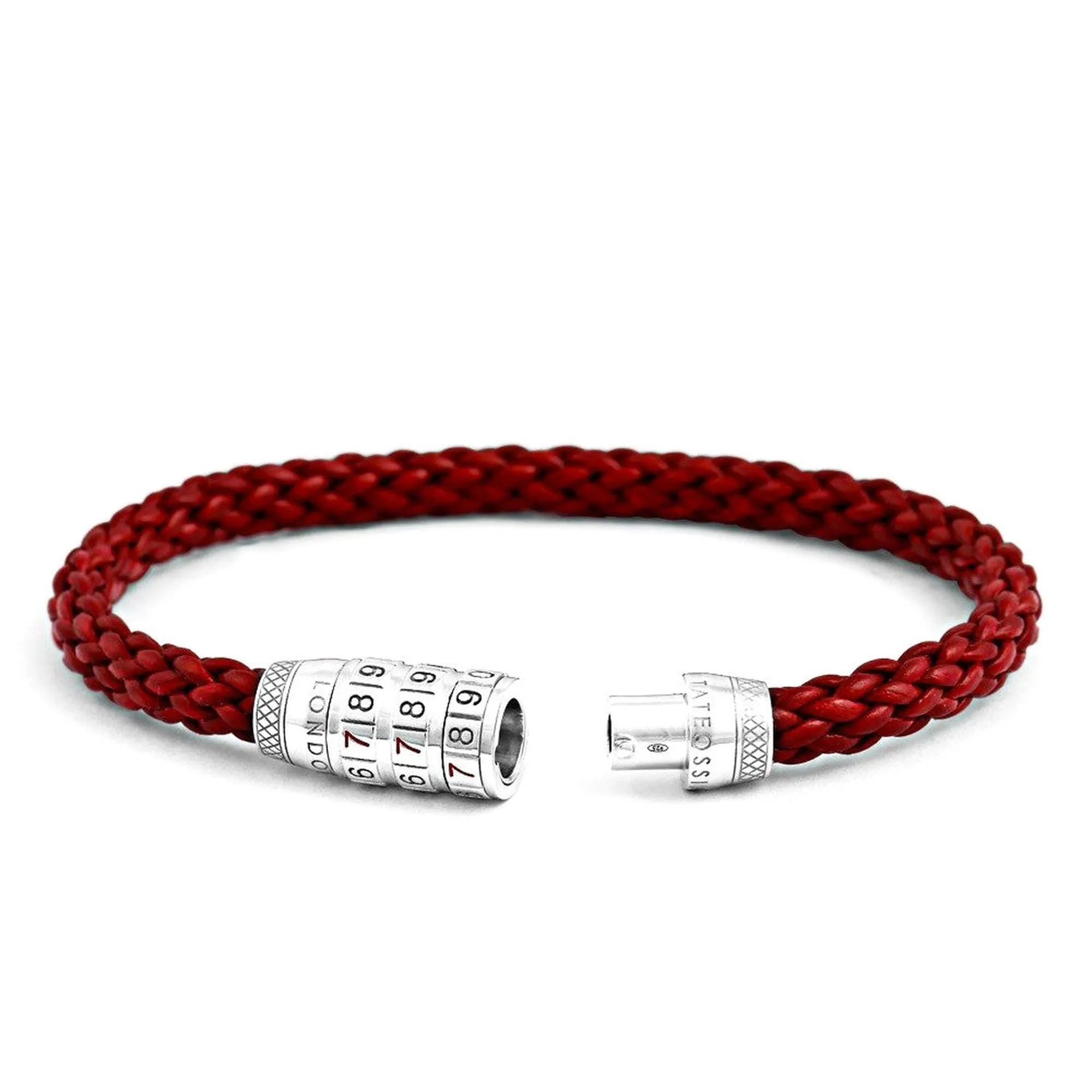 Combination Lock 777 Silver Bracelet In Red