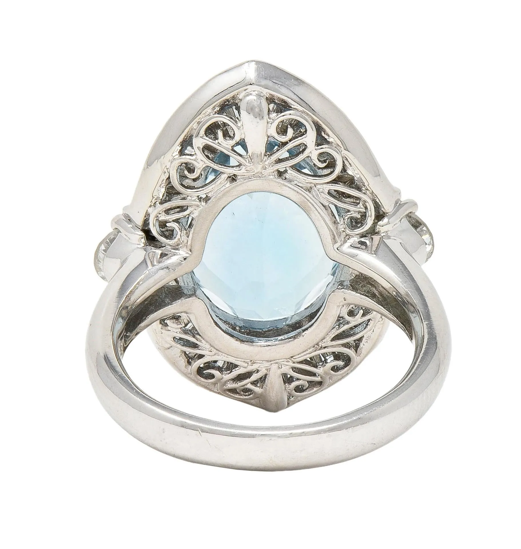 Contemporary 10.32 CTW Aquamarine Diamond Platinum Ballerina Halo Ring