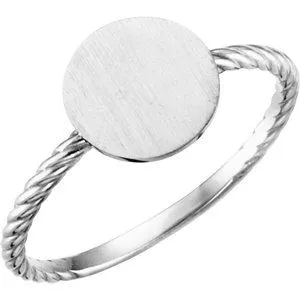 Continuum Sterling Silver Round Engravable Rope Ring