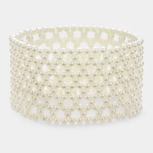 Cream Pearl Stretchable Bridal Bracelet | Wedding Bracelet | 468275