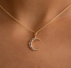 Crescent Moon Diamond Necklace