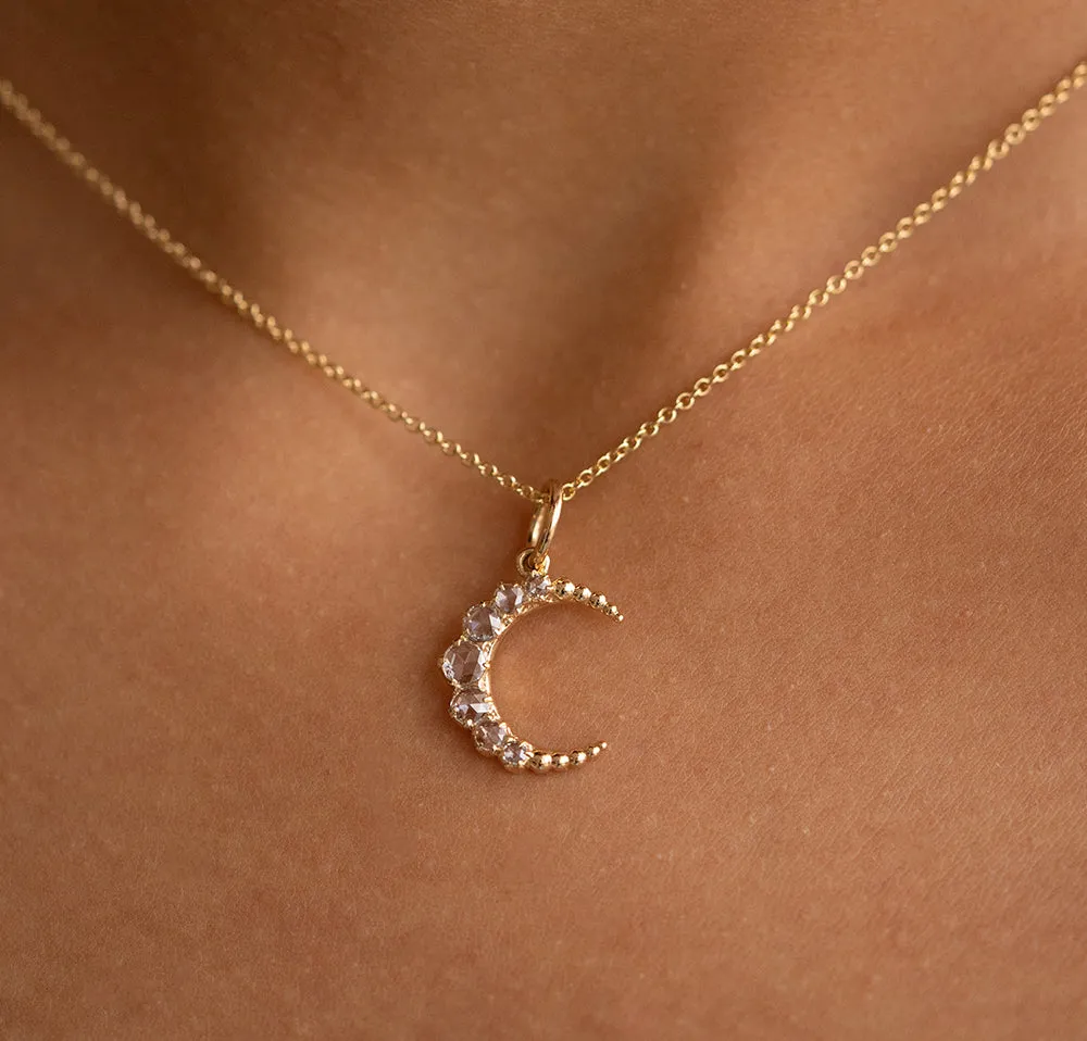 Crescent Moon Diamond Necklace