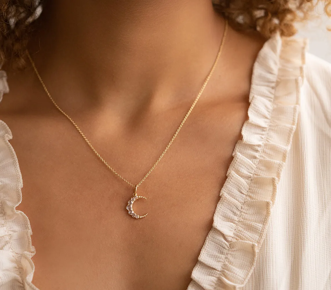 Crescent Moon Diamond Necklace