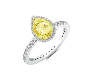 Crislu Canary II Opulent Pearshape Pave Halo Cocktail Ring