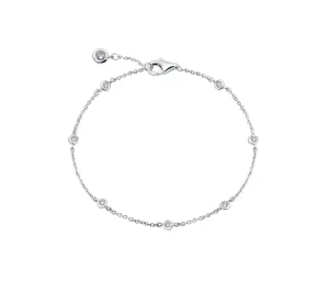 Crislu Small Bezel Station Anklet Finished in Pure Platinum