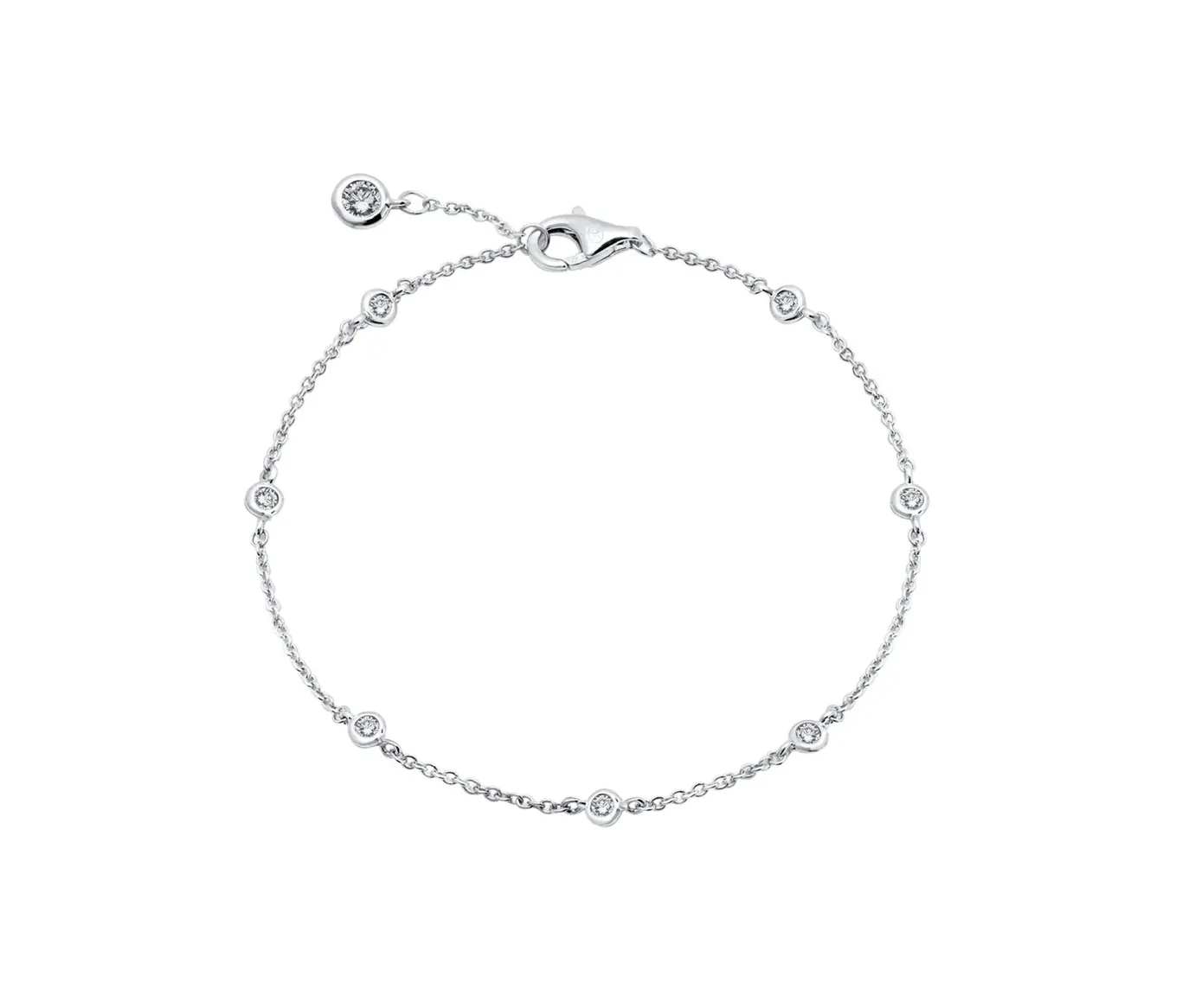 Crislu Small Bezel Station Anklet Finished in Pure Platinum