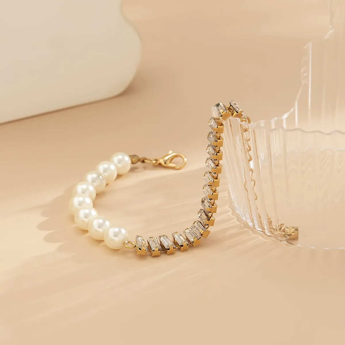 Crystal & Pearl 18K Gold-Plated Bracelet