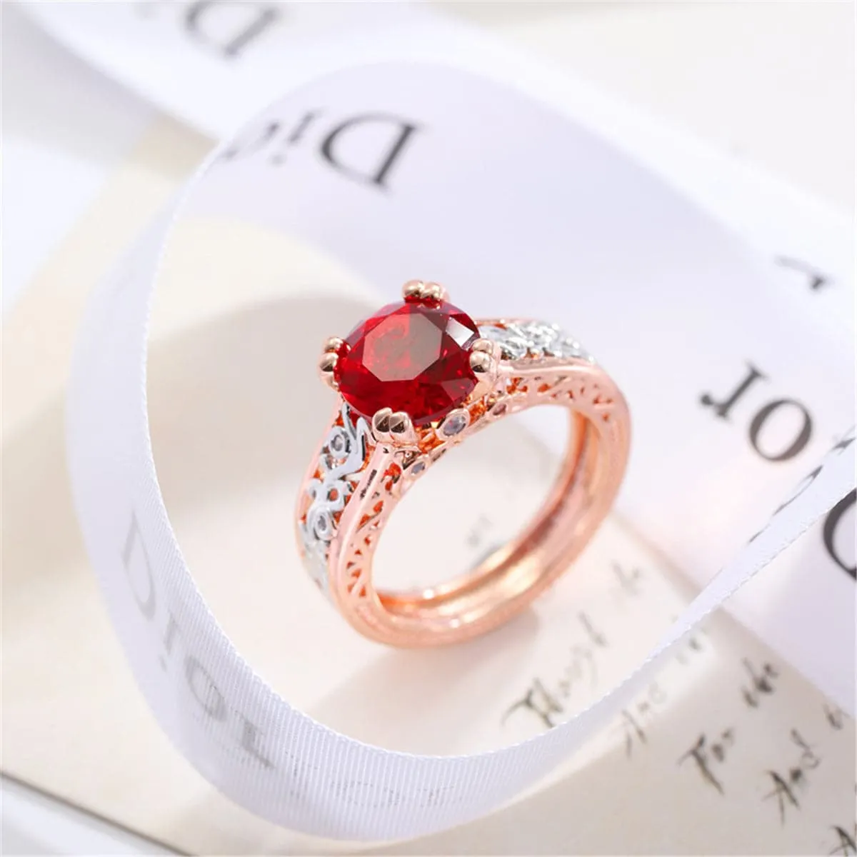 Crystal & Two-Tone Cocktail Ring