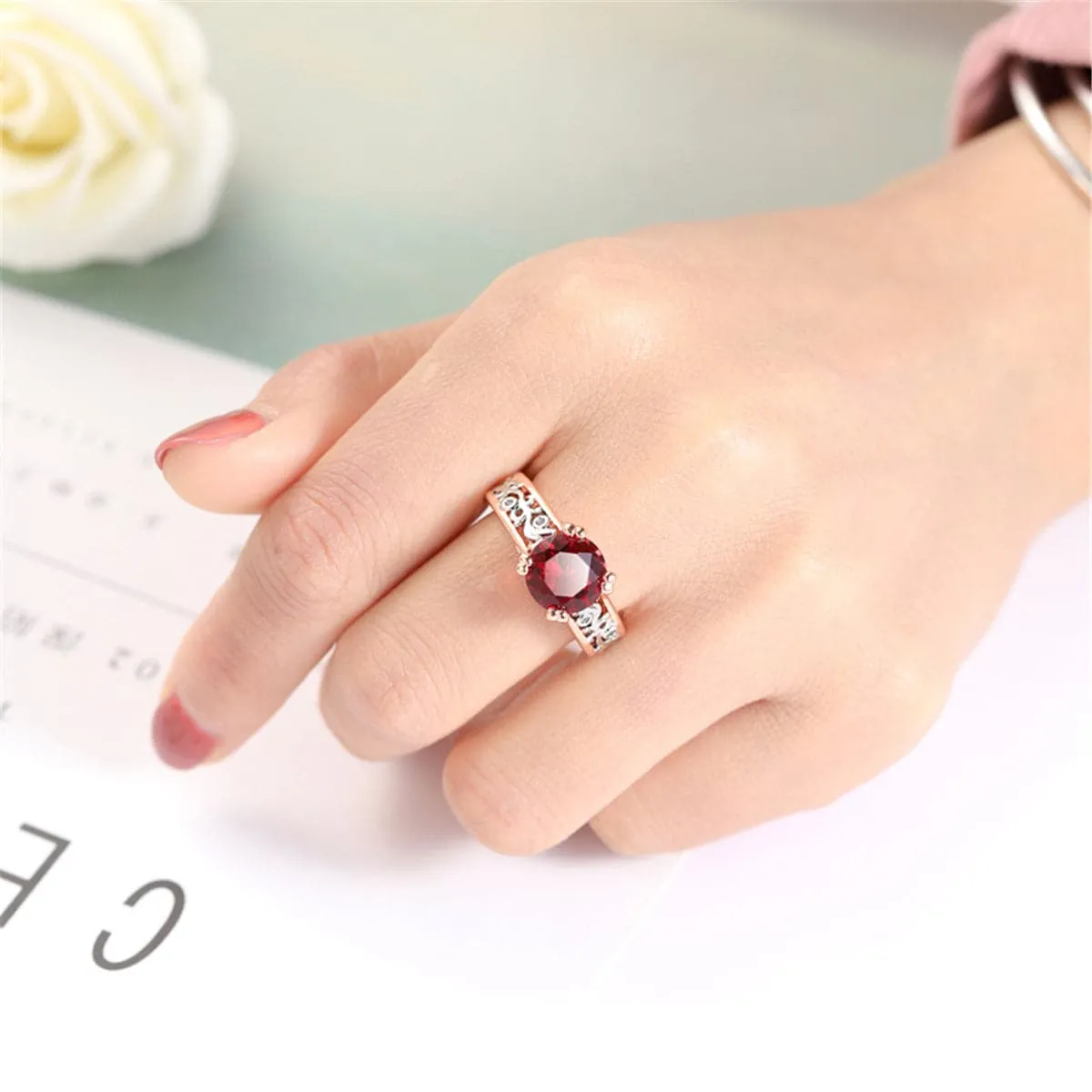 Crystal & Two-Tone Cocktail Ring
