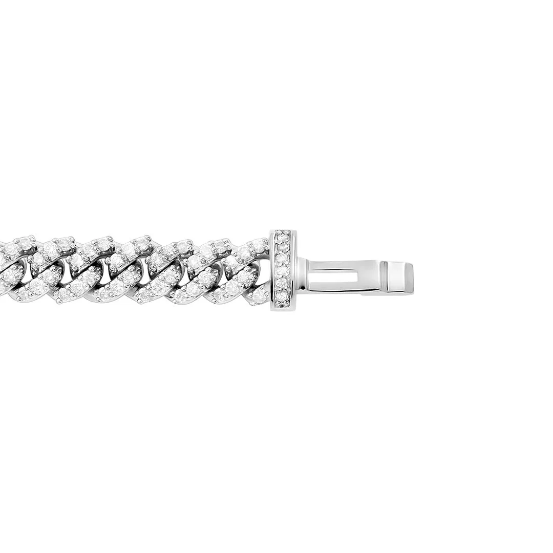 Cuban Bracelet 7mm 14k White Gold Lab 2.7ctw
