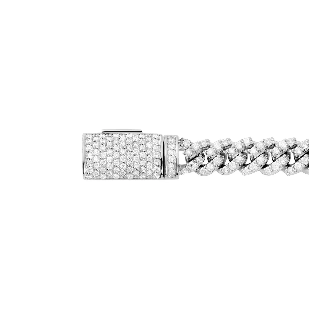 Cuban Bracelet 7mm 14k White Gold Lab 2.7ctw