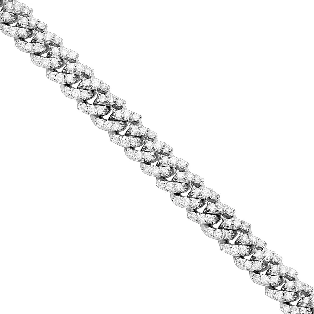 Cuban Bracelet 7mm 14k White Gold Lab 2.7ctw