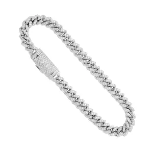Cuban Bracelet 7mm 14k White Gold Lab 2.7ctw