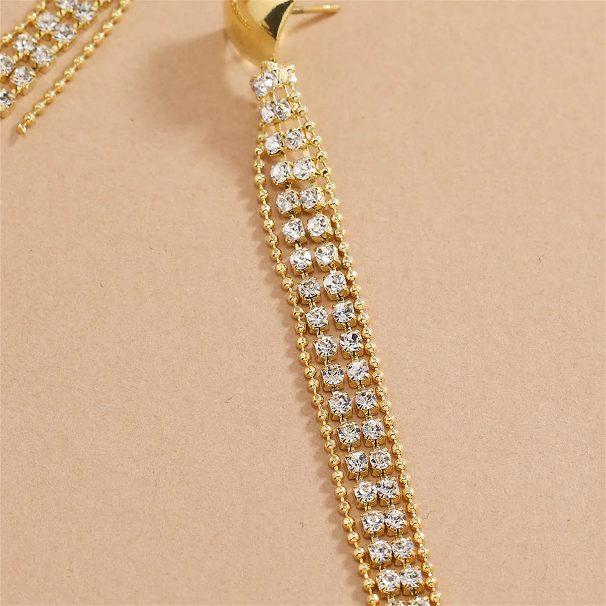 Cubic Zirconia & 18K Gold-Plated Square Tassel Drop Earrings
